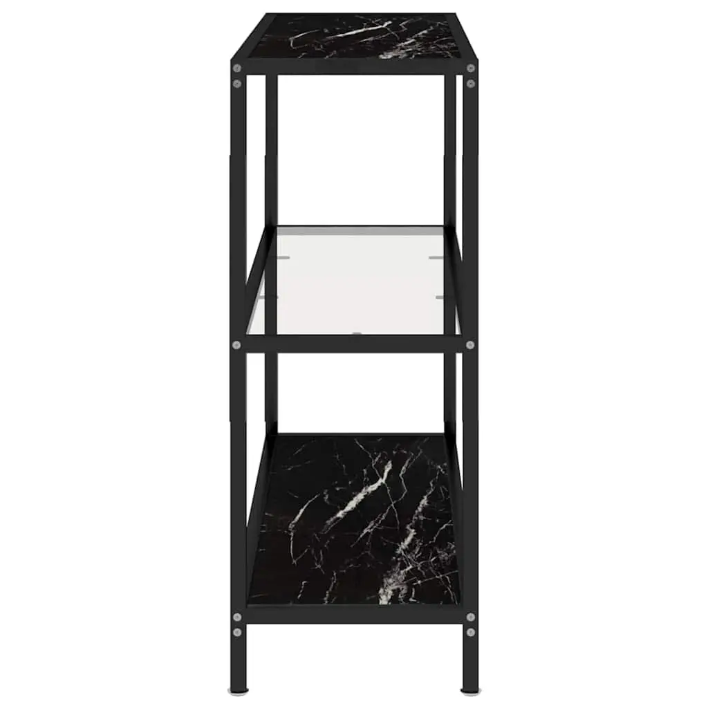 Black Marble Corner Shelf Unit Tempered Glass Storage Display Bookshelf Iron Frame 100x36x90cm