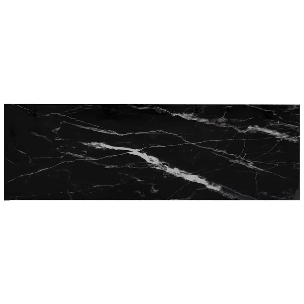 Black Marble Corner Shelf Unit Tempered Glass Storage Display Bookshelf Iron Frame 100x36x90cm