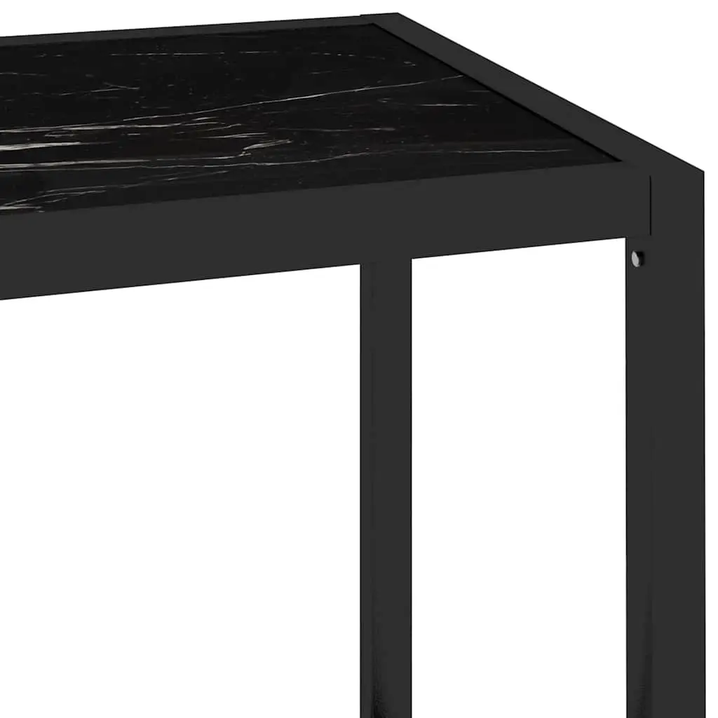 Black Marble Corner Shelf Unit Tempered Glass Storage Display Bookshelf Iron Frame 100x36x90cm