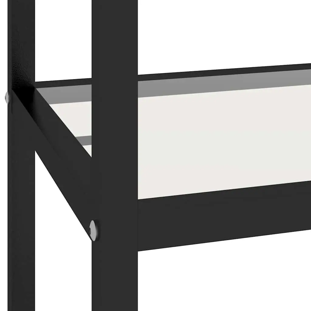 Black Marble Corner Shelf Unit Tempered Glass Storage Display Bookshelf Iron Frame 100x36x90cm