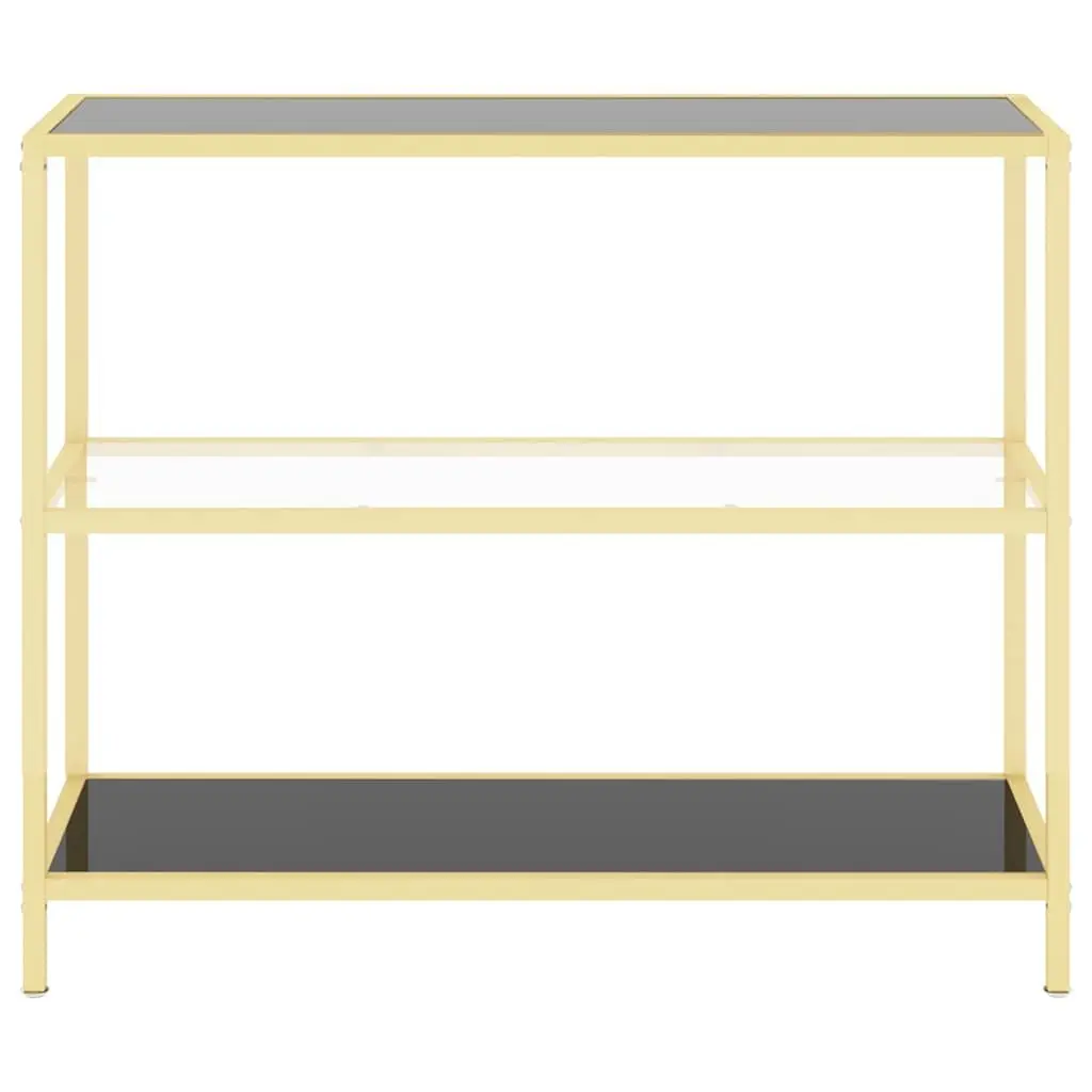Standing Shelf Unit Tempered Glass Black Iron Frame 100W x 36D x 90H cm
