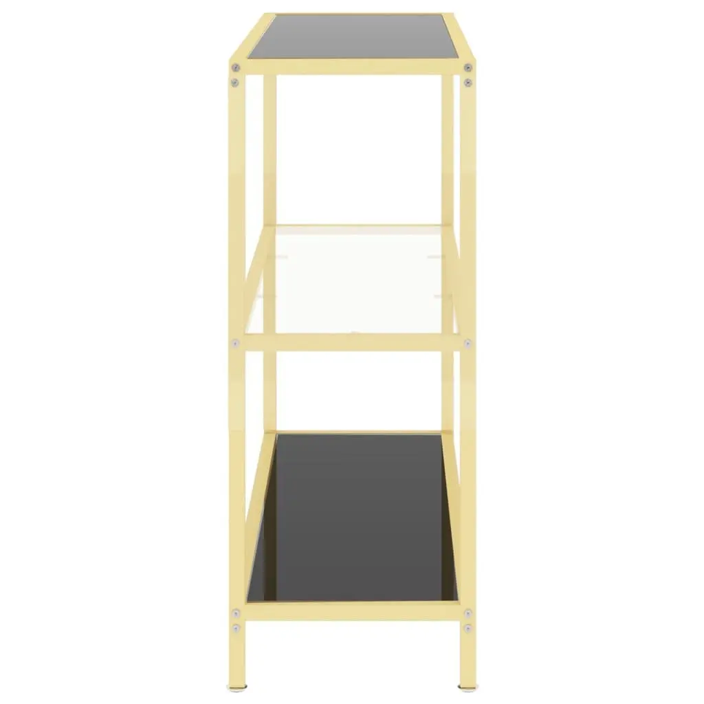 Standing Shelf Unit Tempered Glass Black Iron Frame 100W x 36D x 90H cm