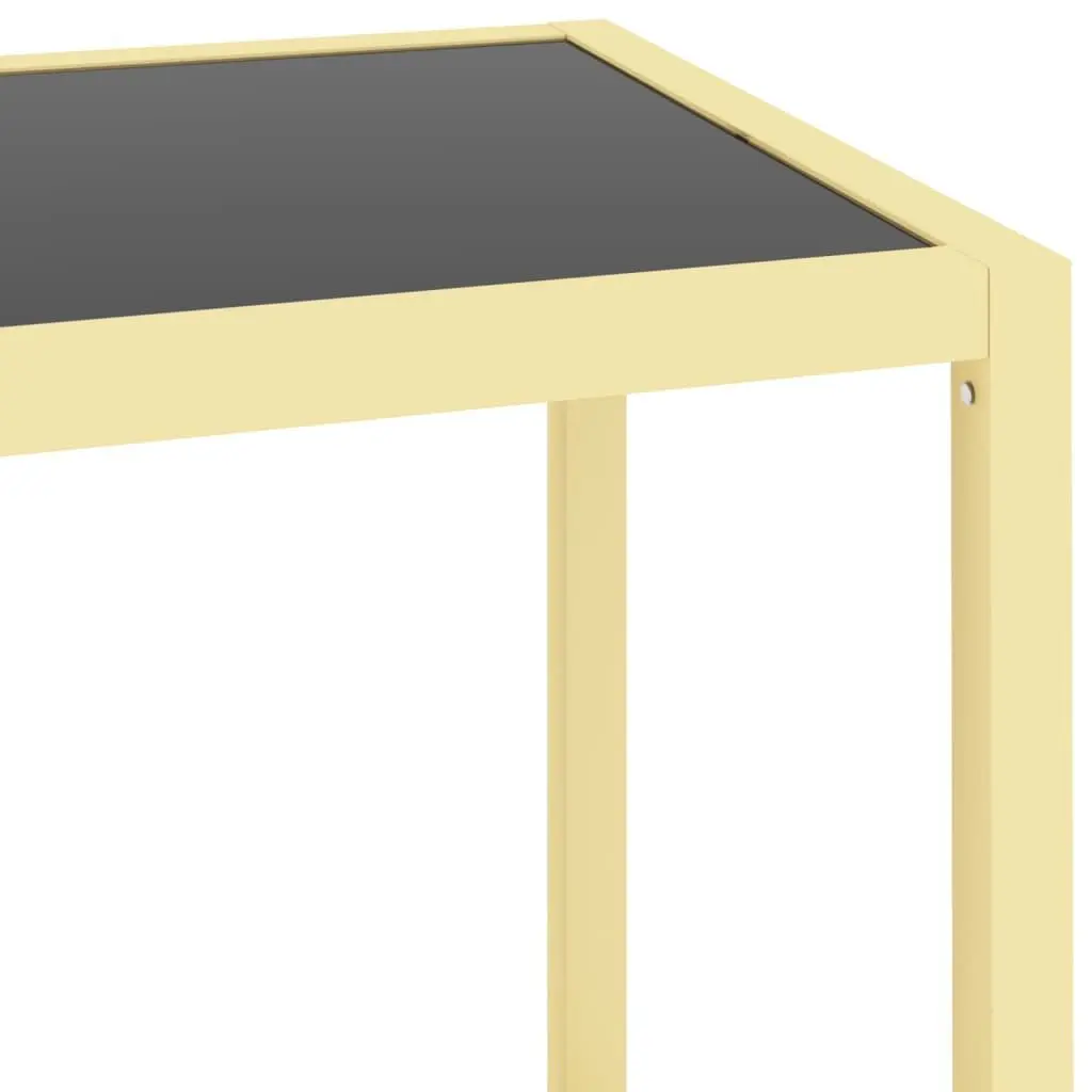 Standing Shelf Unit Tempered Glass Black Iron Frame 100W x 36D x 90H cm