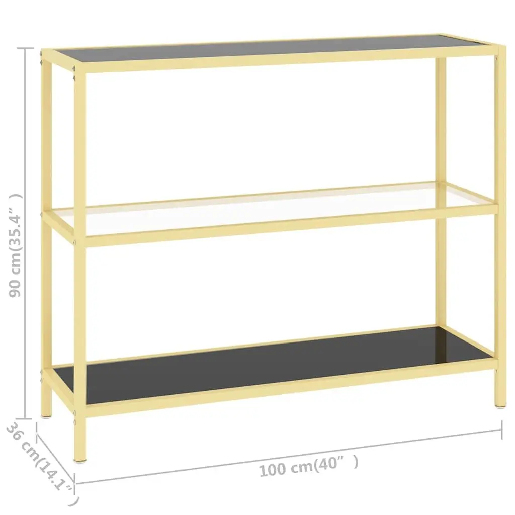 Standing Shelf Unit Tempered Glass Black Iron Frame 100W x 36D x 90H cm