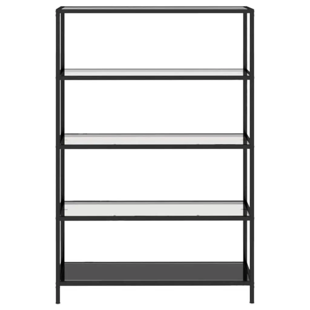 Tempered Glass Shelf Black Powder-Coated Iron Storage Display Bookcase 100 x 36 x 168 cm