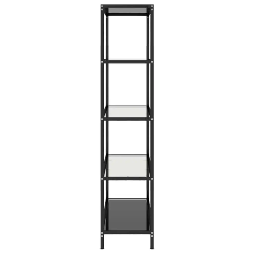 Tempered Glass Shelf Black Powder-Coated Iron Storage Display Bookcase 100 x 36 x 168 cm