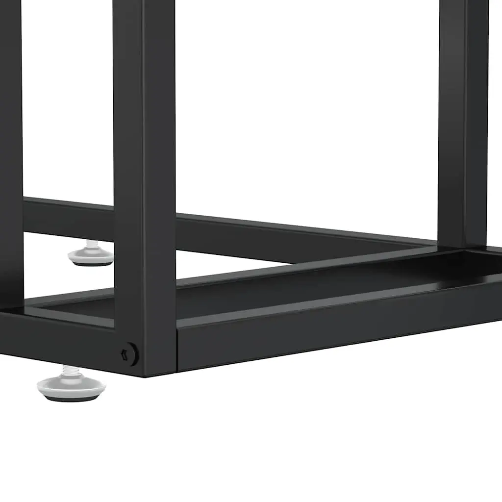 Computer Side Table Tempered Glass Iron Frame 50W x 35D x 65H cm Black Marble