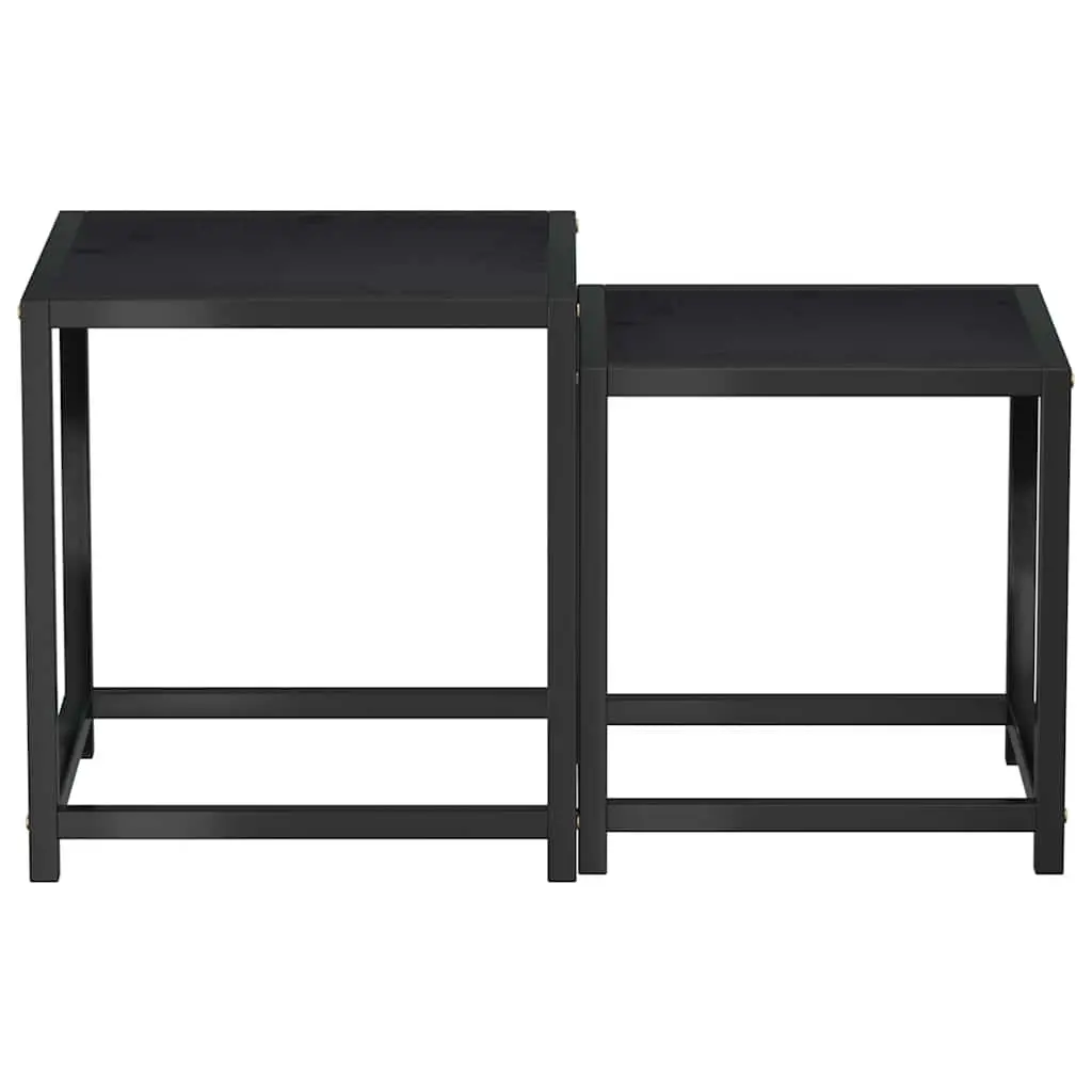 End Tables MDF Black Industrial Style 2 Pieces Side Tables Tea Coffee Table