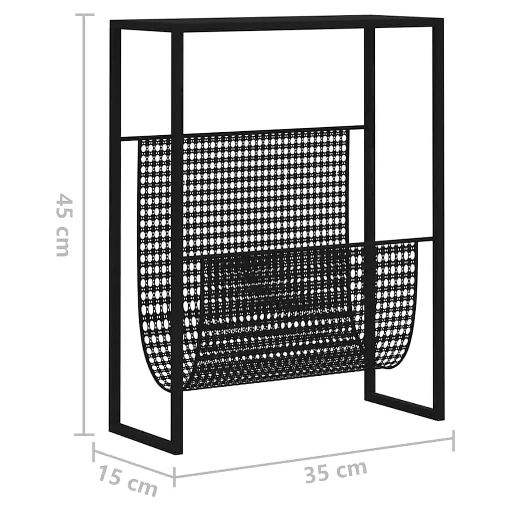 Magazine Rack Steel Black 35 x 15 x 45 cm Storage Organiser Display Stand