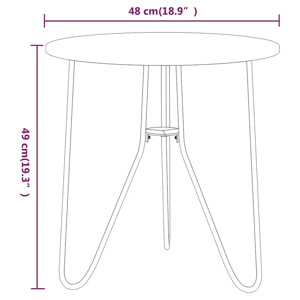 End Table MDF Powder-coated Iron 48 cm Black Modern Tea Coffee Table Accent Living Room Furniture