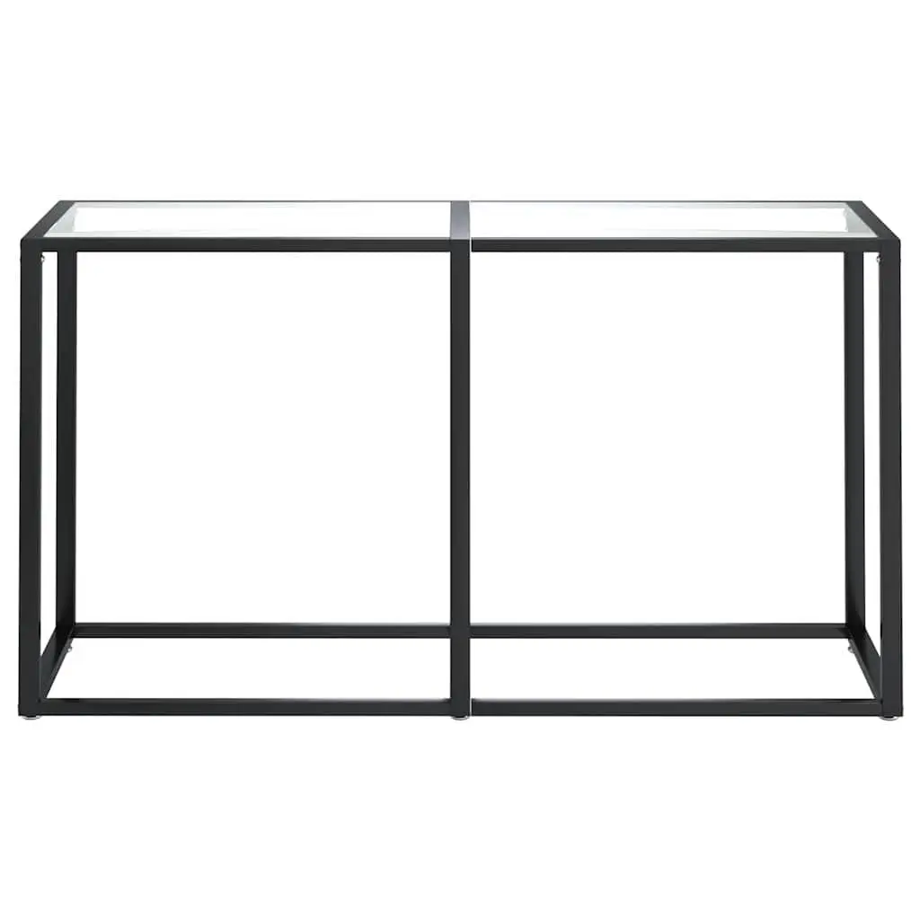 Console Table Powder Coated Steel Frame Transparent Tempered Glass Top 140cm x 35cm x 75.5cm Modern Living Room Furniture