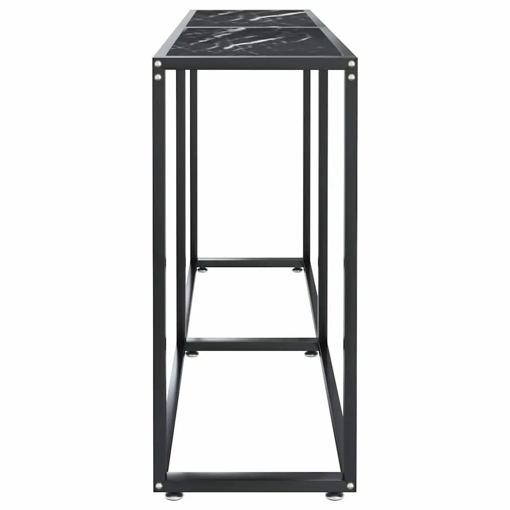 Console Table Black Marble Top Tempered Glass Steel Frame End Table
