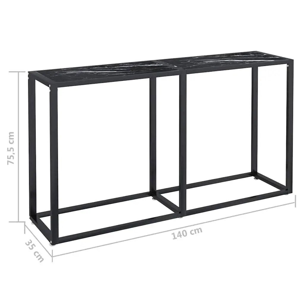 Console Table Black Marble Top Tempered Glass Steel Frame End Table
