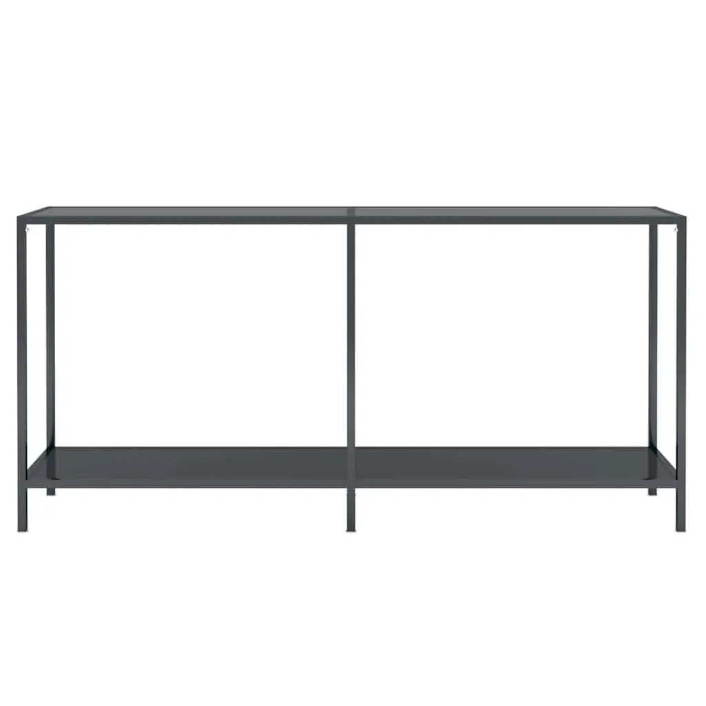 Console Table Tempered Glass Black 160 x 35 x 75.5 cm Powder-coated Steel Frame
