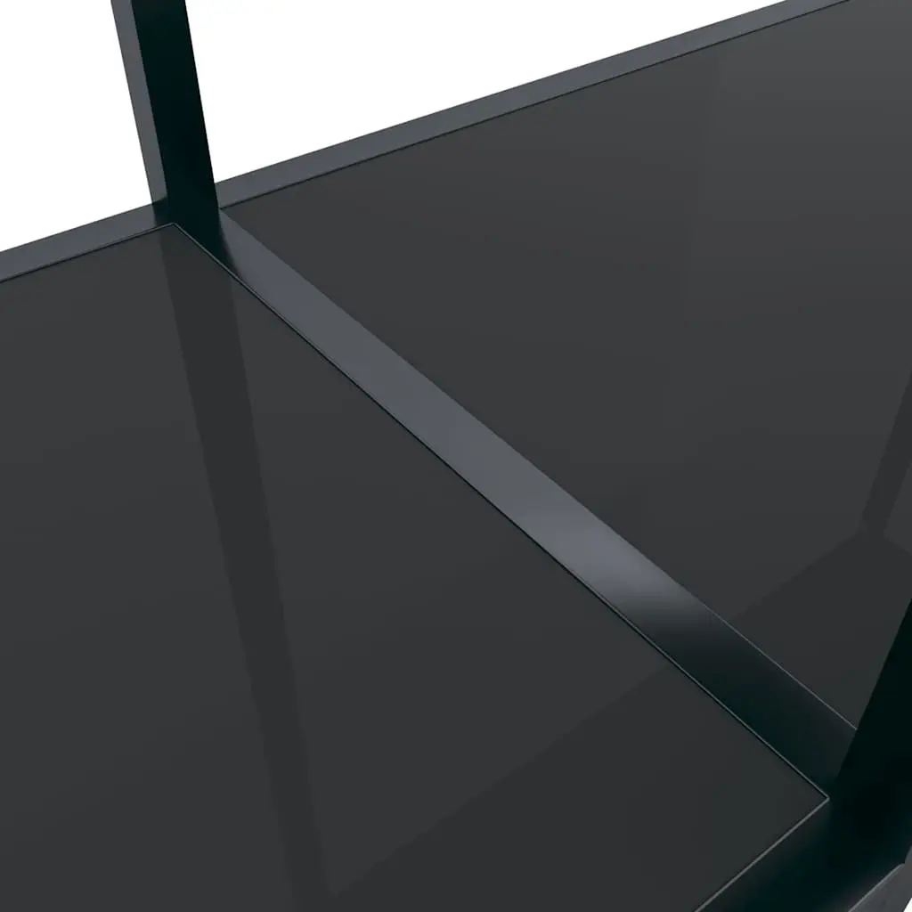 Console Table Tempered Glass Black 160 x 35 x 75.5 cm Powder-coated Steel Frame