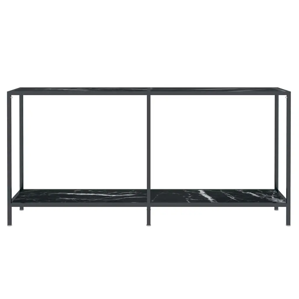 Console Table Tempered Glass Black Powder-Coated Steel 160 x 35 x 75.5 cm