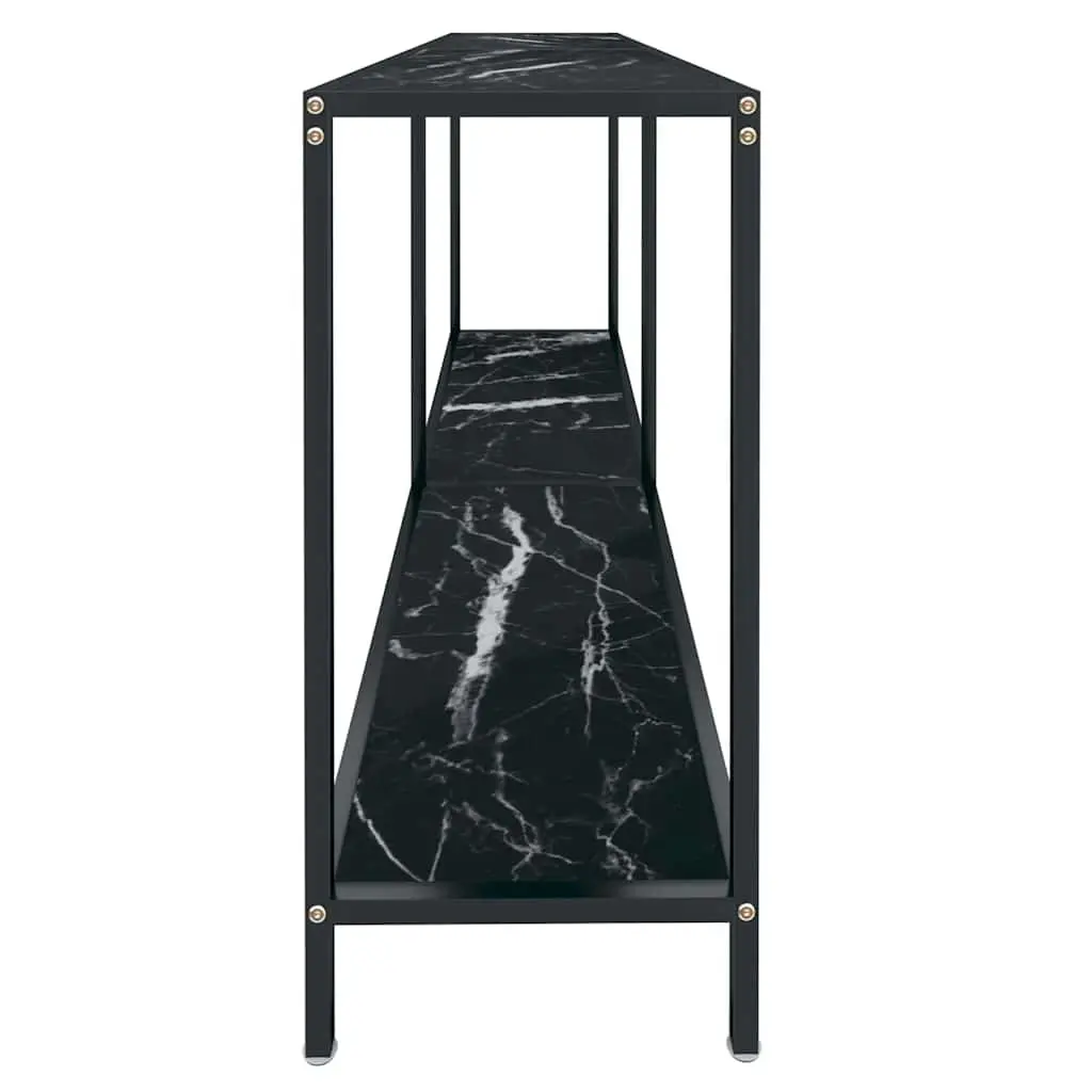 Console Table Tempered Glass Black Powder-Coated Steel 160 x 35 x 75.5 cm