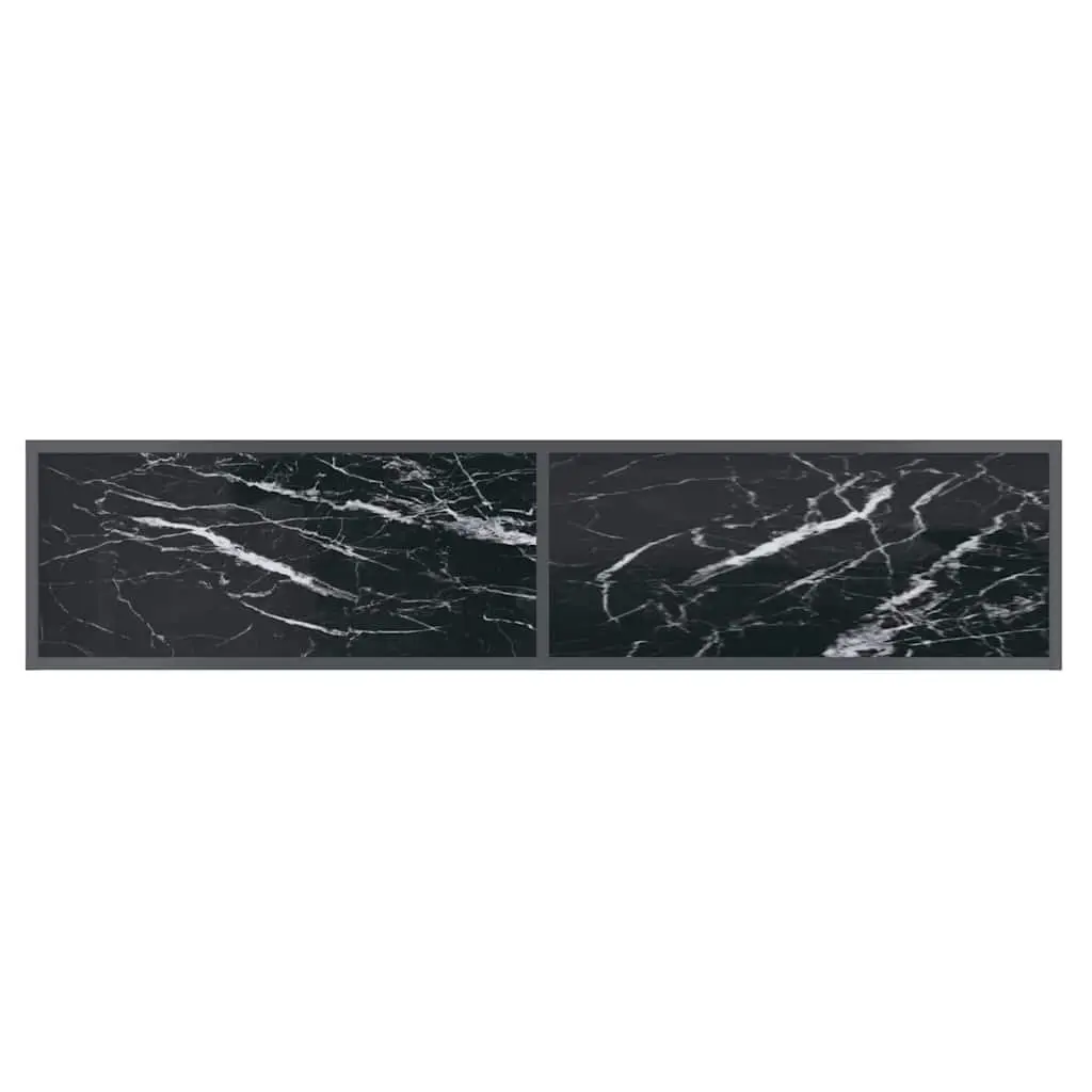 Console Table Tempered Glass Black Powder-Coated Steel 160 x 35 x 75.5 cm