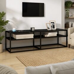 Functional Black Marble TV Cabinet for Everyday Use