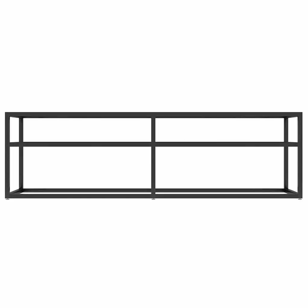 TV Cabinet Black Marble Tempered Glass Shelving Unit Living Room Entertainment