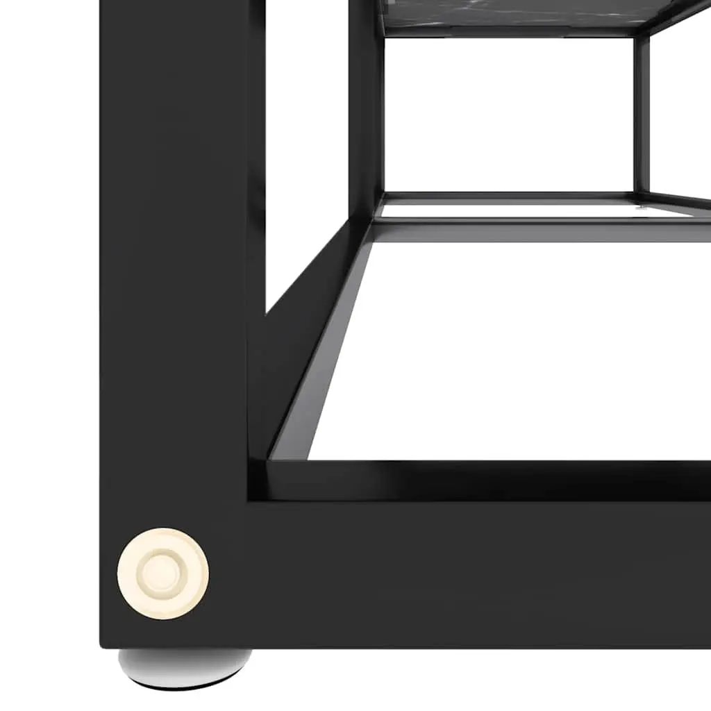 TV Cabinet Black Marble Tempered Glass Shelving Unit Living Room Entertainment