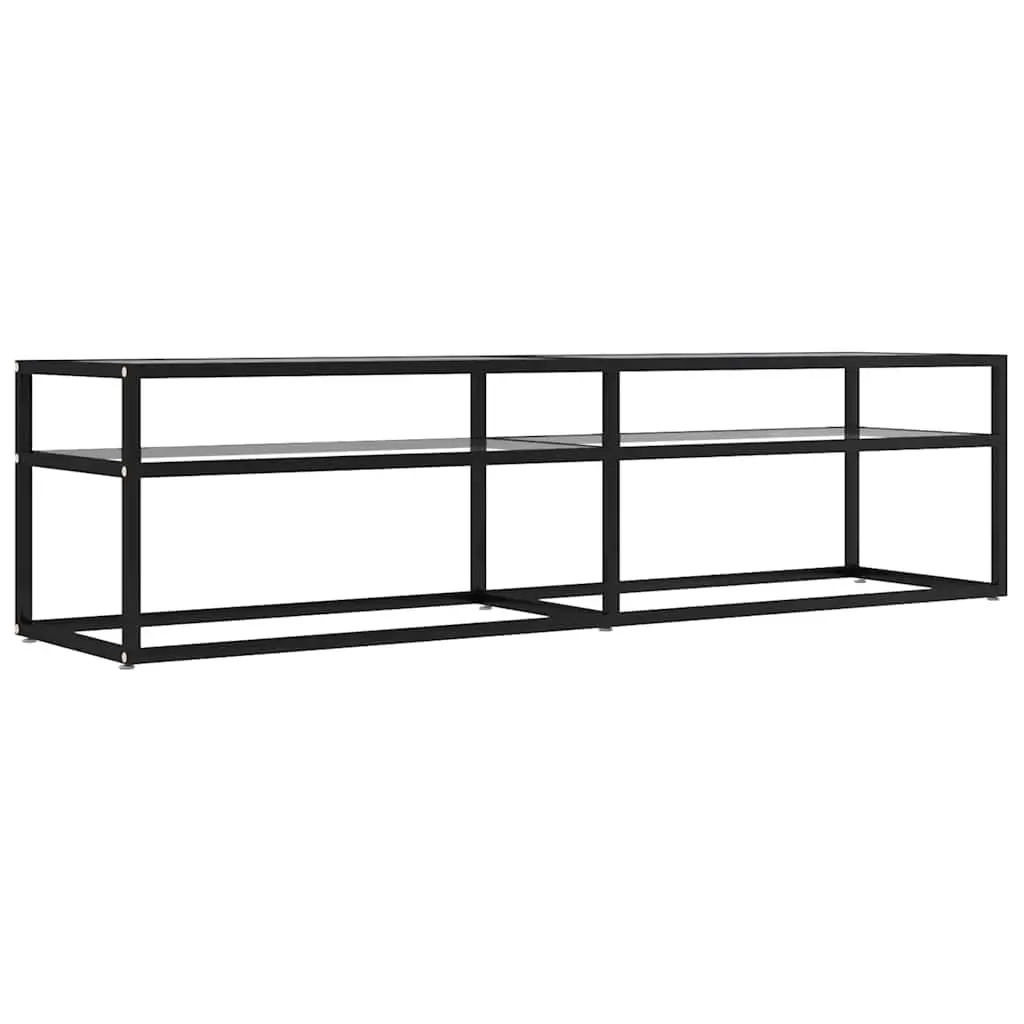 TV Cabinet with Tempered Glass Shelving Living Room Storage Unit Display Stand