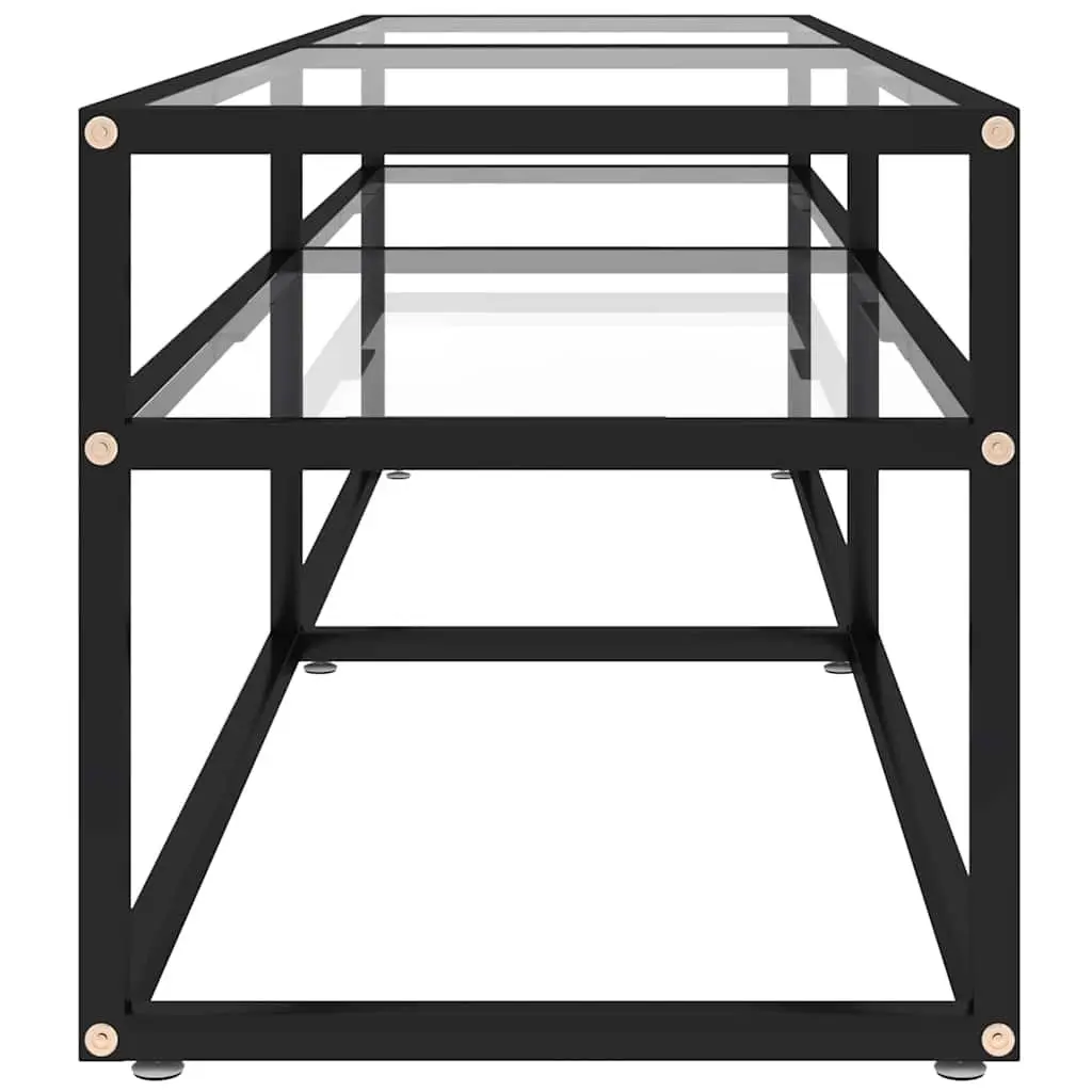 TV Cabinet with Tempered Glass Shelving Living Room Storage Unit Display Stand