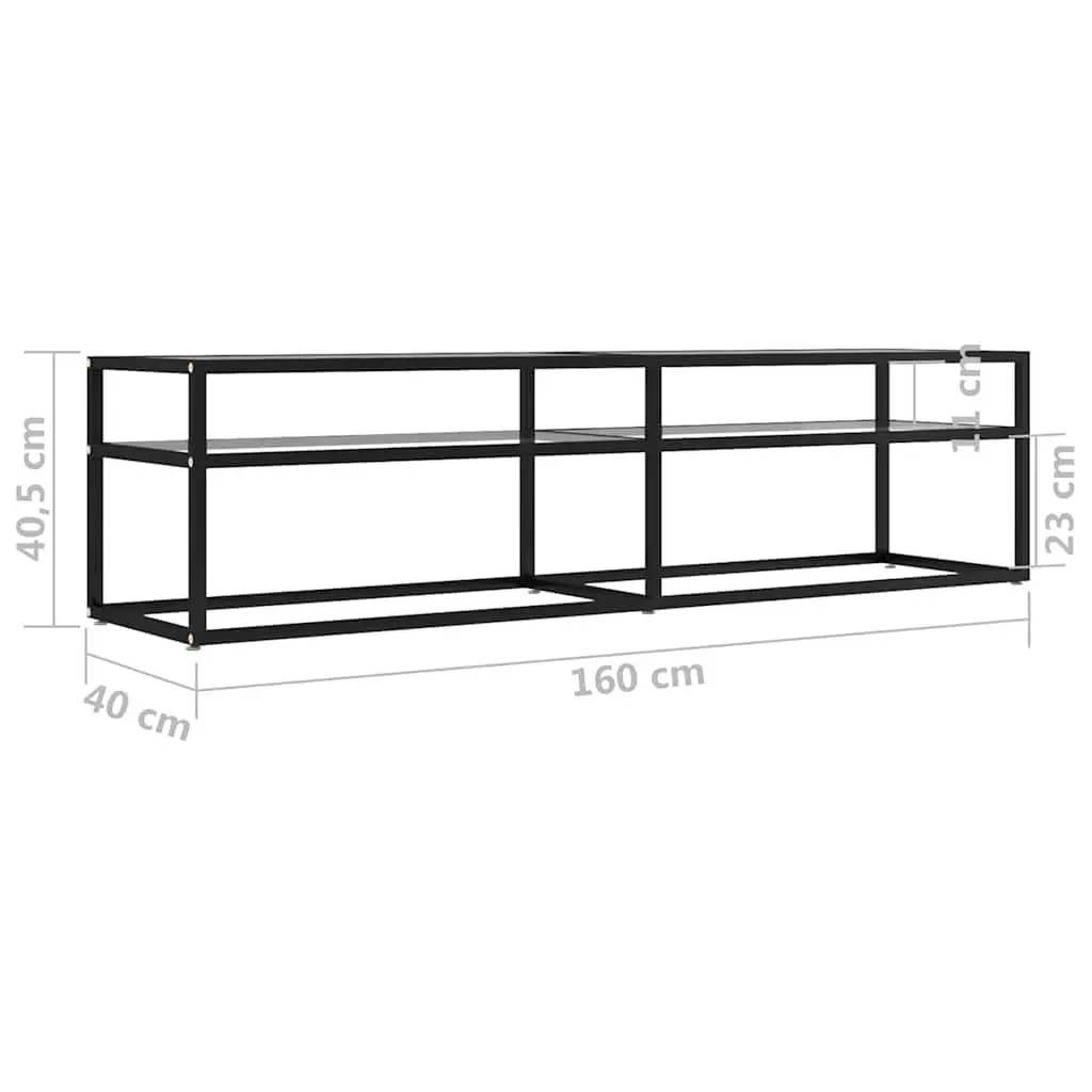 TV Cabinet with Tempered Glass Shelving Living Room Storage Unit Display Stand