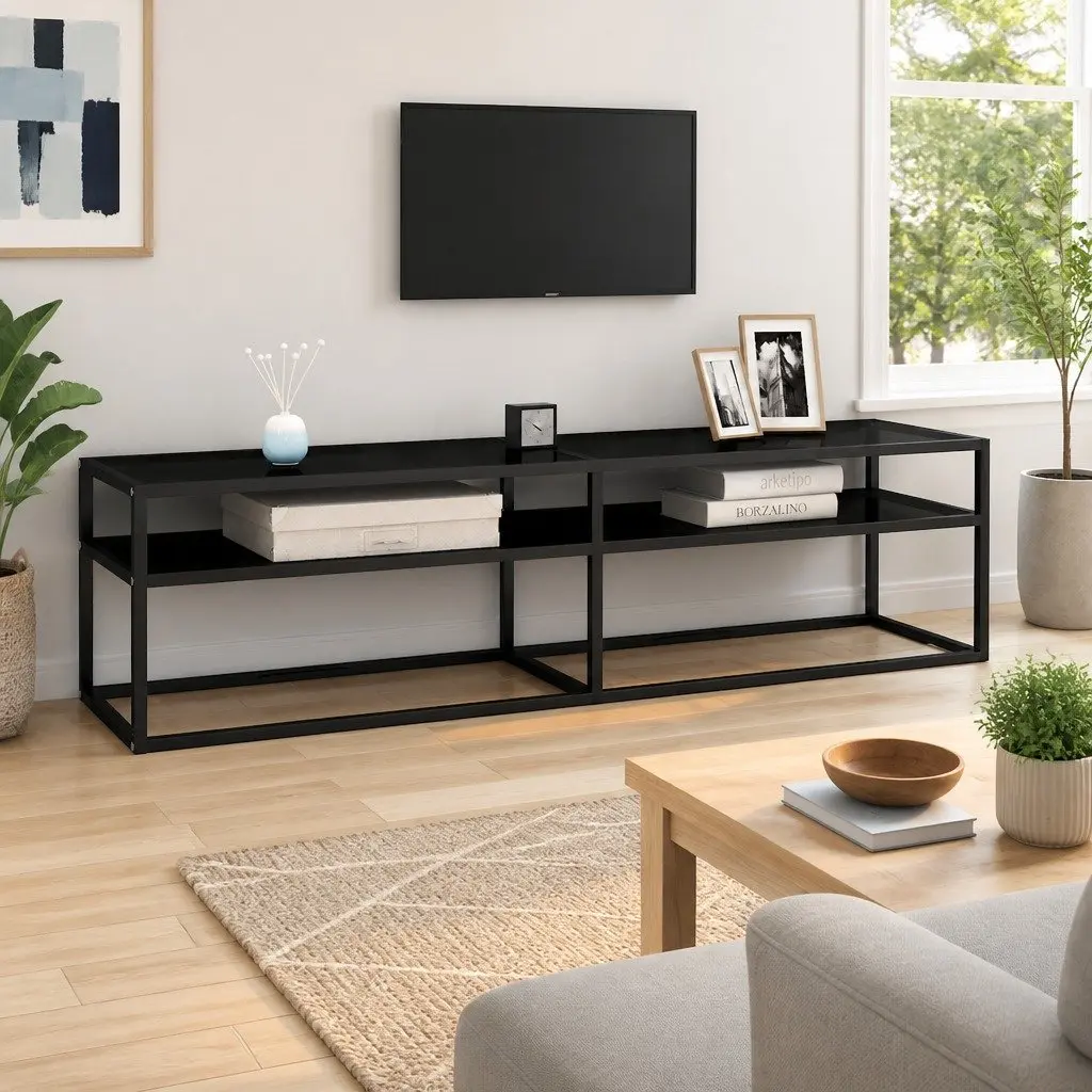 Black Media Console for DVDs and Accessories