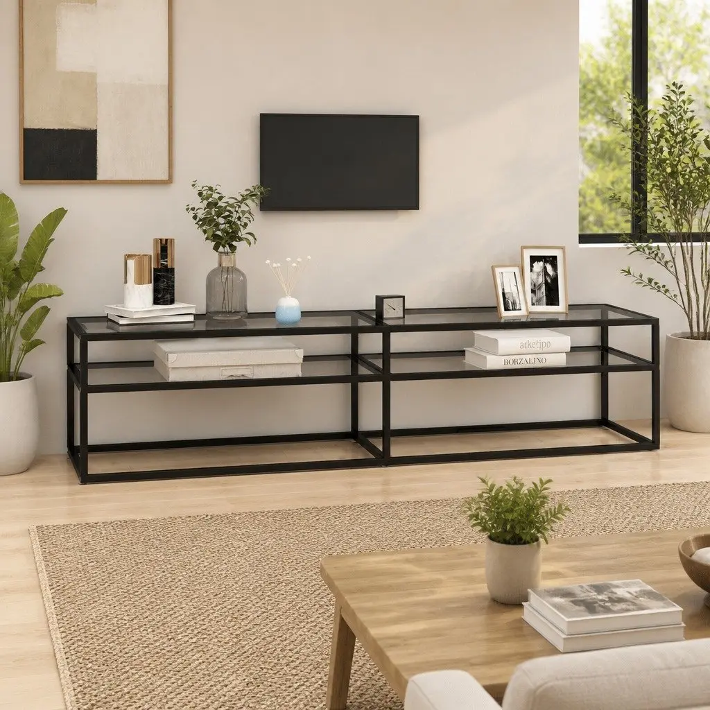 TV Cabinet Tempered Glass 180 x 40 x 40.5 cm Transparent Media Console