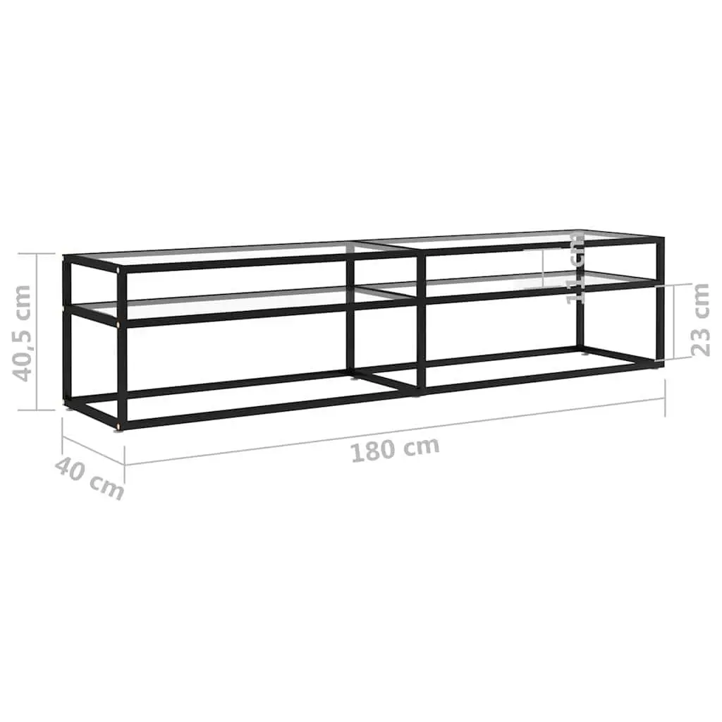 TV Cabinet Tempered Glass 180 x 40 x 40.5 cm Transparent Media Console