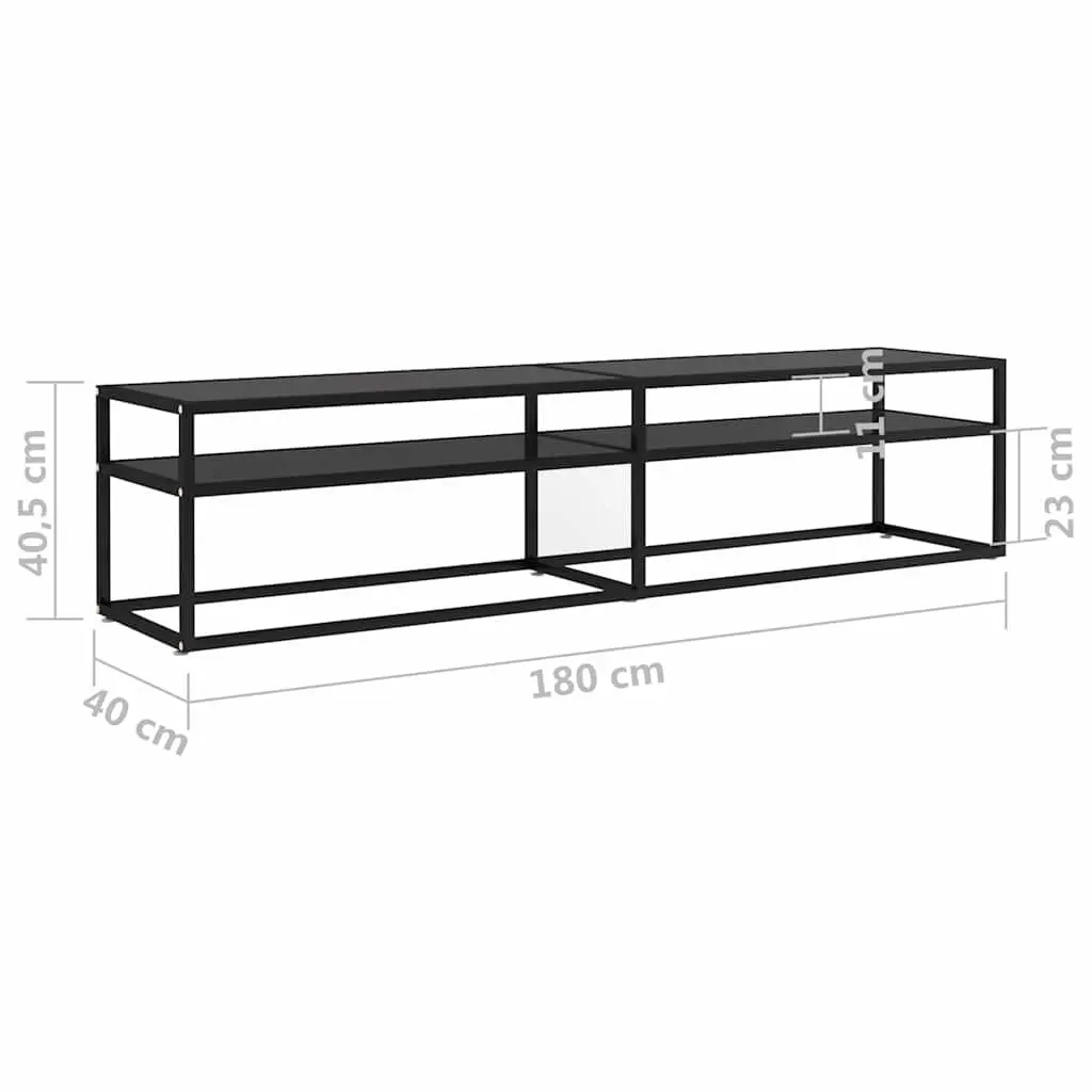 TV Cabinet Black Glass Shelving Unit Living Room Entertainment Storage Furniture