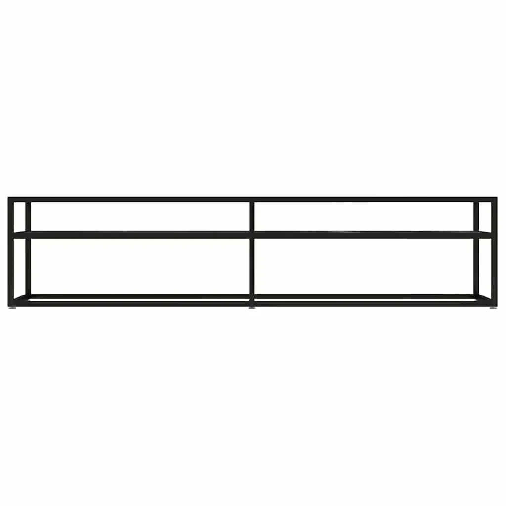 TV Cabinet Tempered Glass Black Marble Shelving Unit Living Room Storage 180 x 40 x 40.5 cm