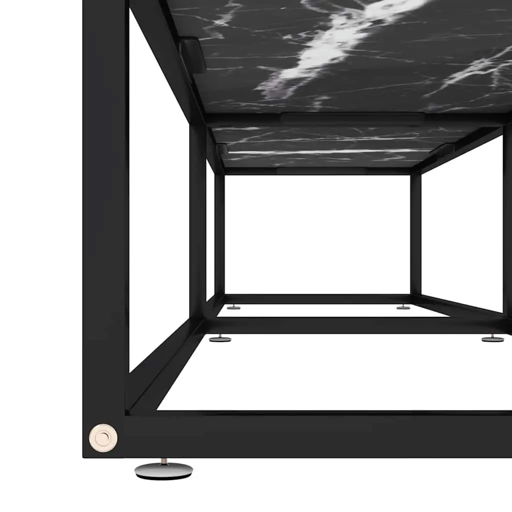 TV Cabinet Tempered Glass Black Marble Shelving Unit Living Room Storage 180 x 40 x 40.5 cm
