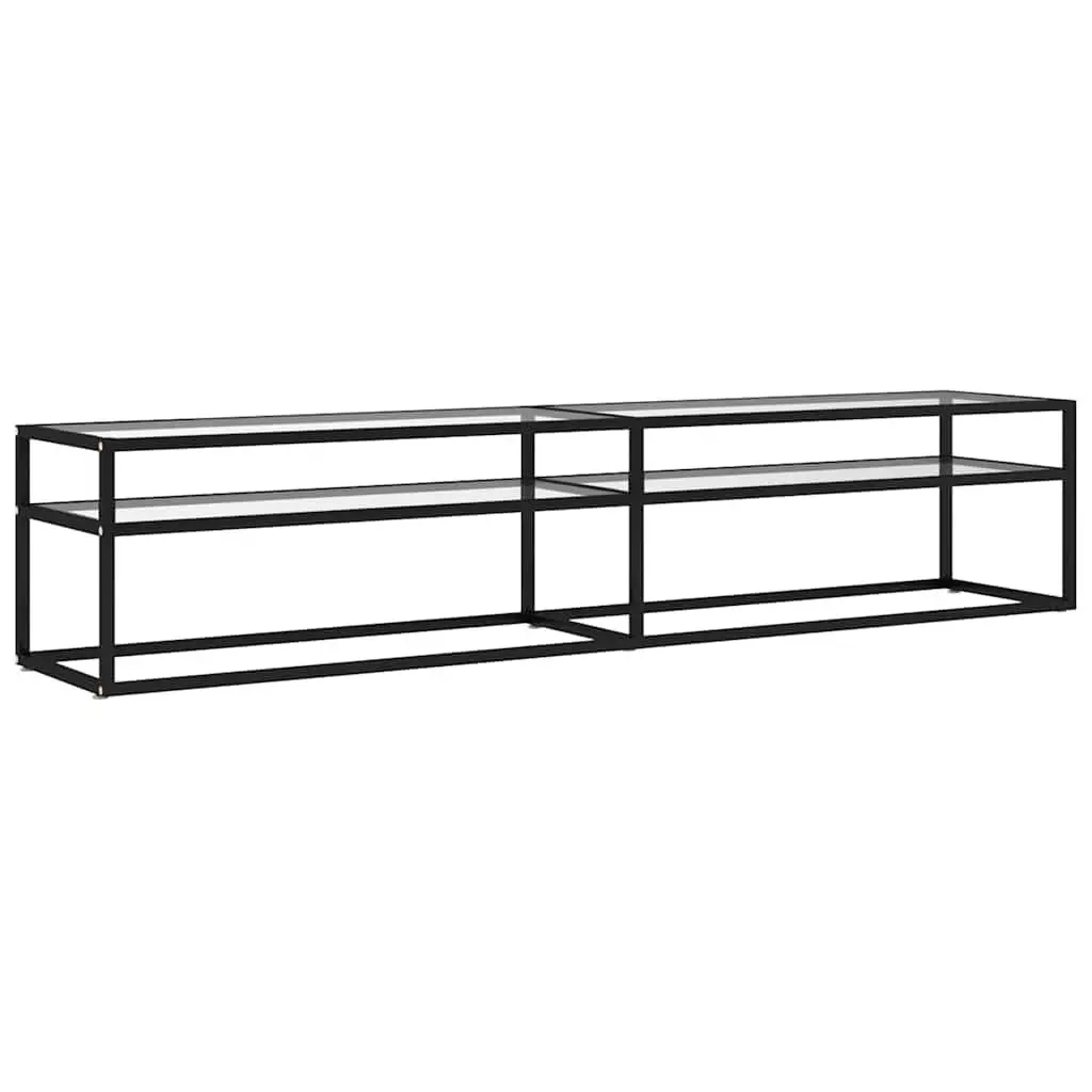 TV Cabinet Tempered Glass Transparent Living Room Storage Display Shelf Unit