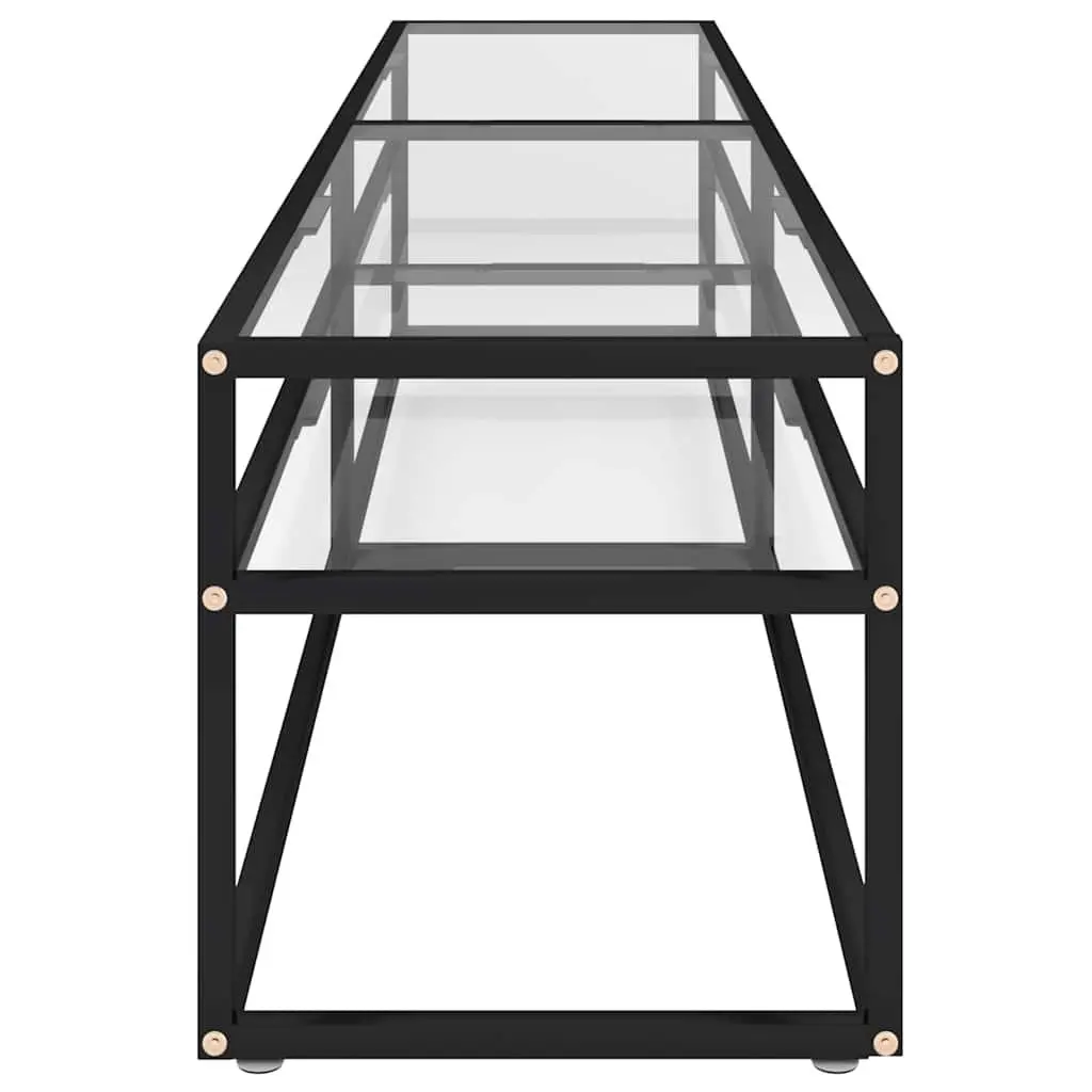 TV Cabinet Tempered Glass Transparent Living Room Storage Display Shelf Unit