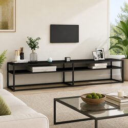 Functional Black Glass TV Cabinet for Home Use