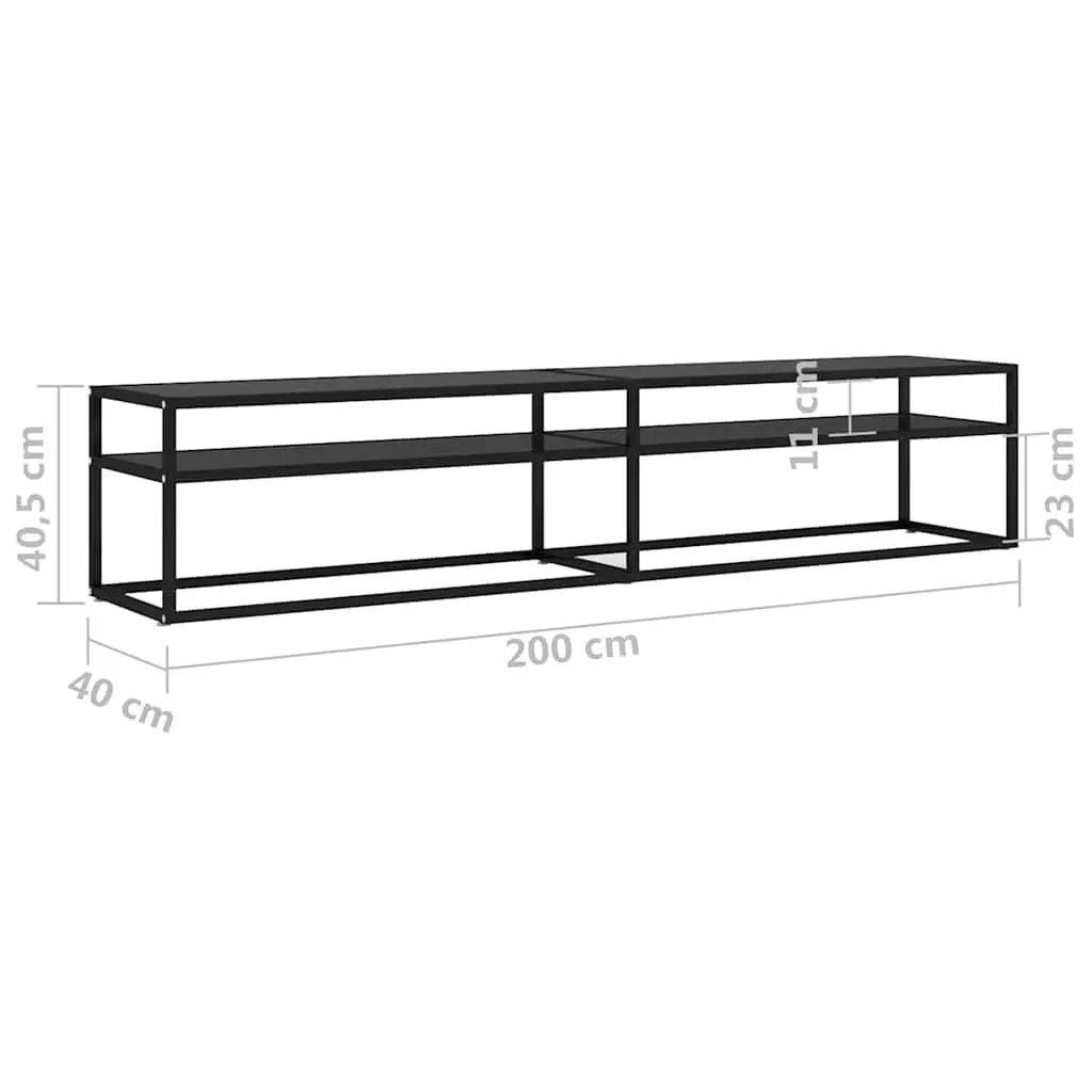 TV Cabinet Tempered Glass Black 200 x 40 x 40.5 cm Steel Frame