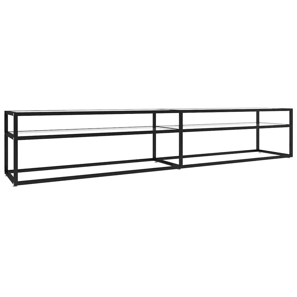 TV Cabinet Tempered Glass Transparent Living Room Media Storage Unit Stand