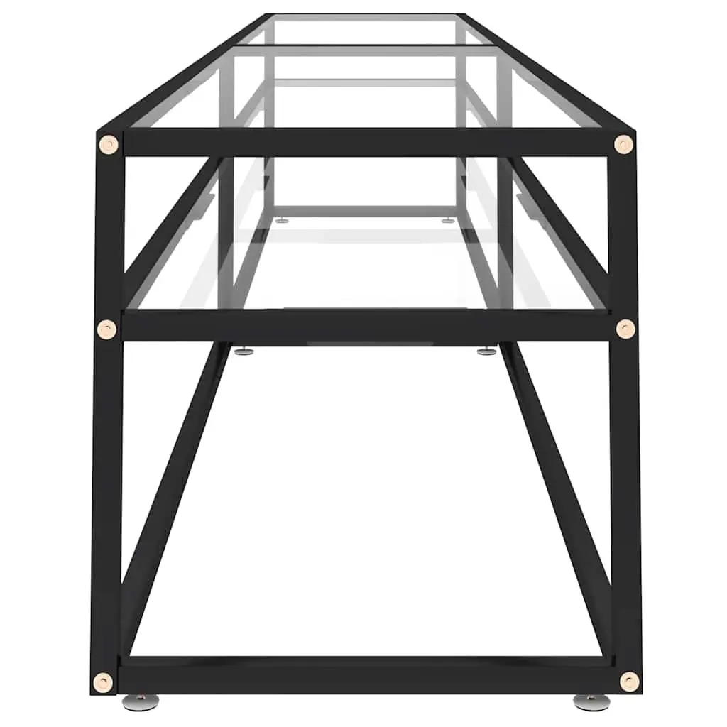 TV Cabinet Tempered Glass Transparent Living Room Media Storage Unit Stand