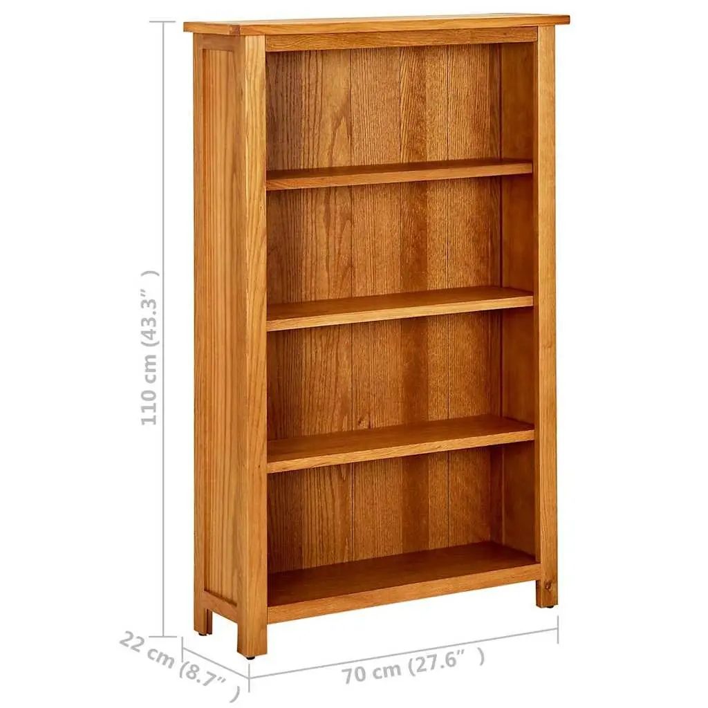 4 Tier Bookshelf Solid Oak Wood Brown 70x22x110 cm Standing Storage Display Unit
