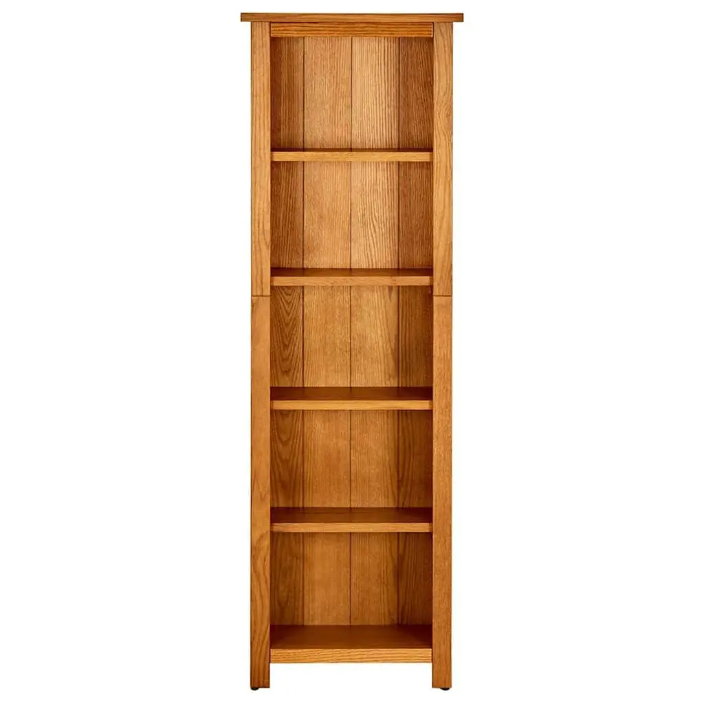 5-Tier Bookcase Solid Oak Wood Standing Shelf Storage Display Unit 45x22x140cm