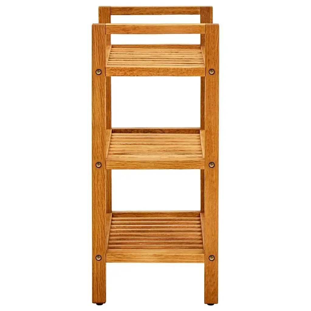 Wooden Shoe Rack Solid Oak Wood 3 Shelves Brown Storage Organiser Hallway