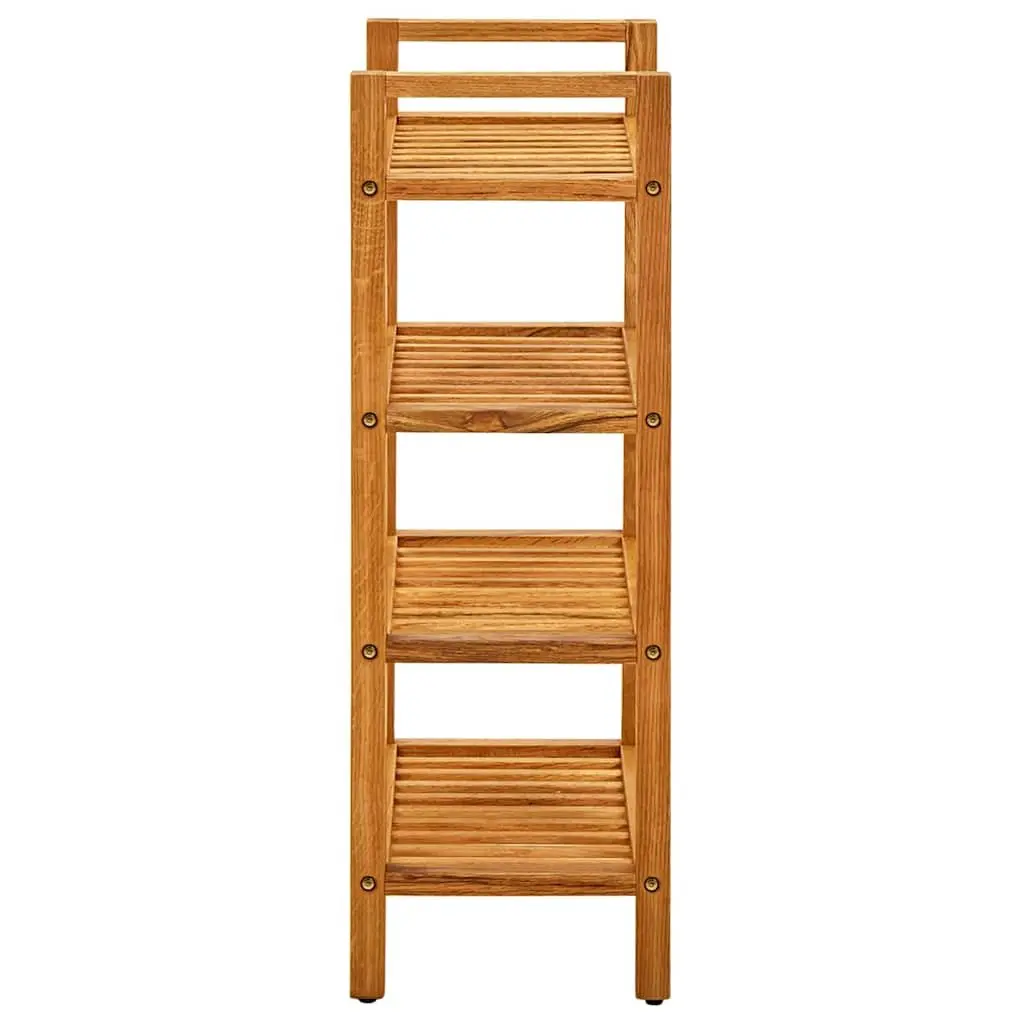 Wooden Shoe Rack Solid Oak 4 Shelves Brown