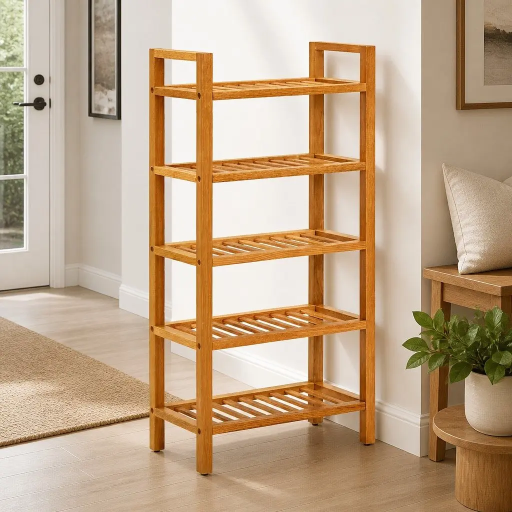 Wooden Shoe Rack with 5 Shelves for Hallway