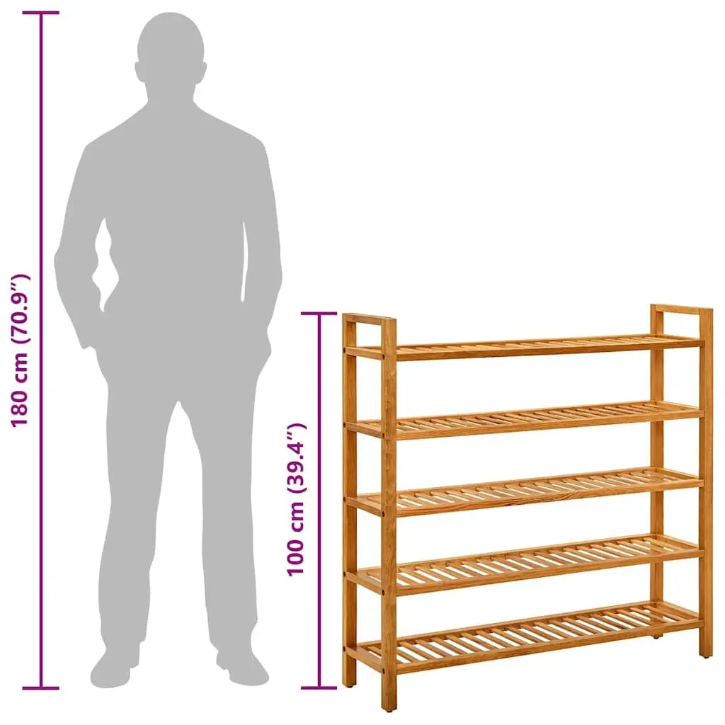 Shoe Rack with 5 Shelves Brown Storage Organiser Hallway Wooden Display Stand