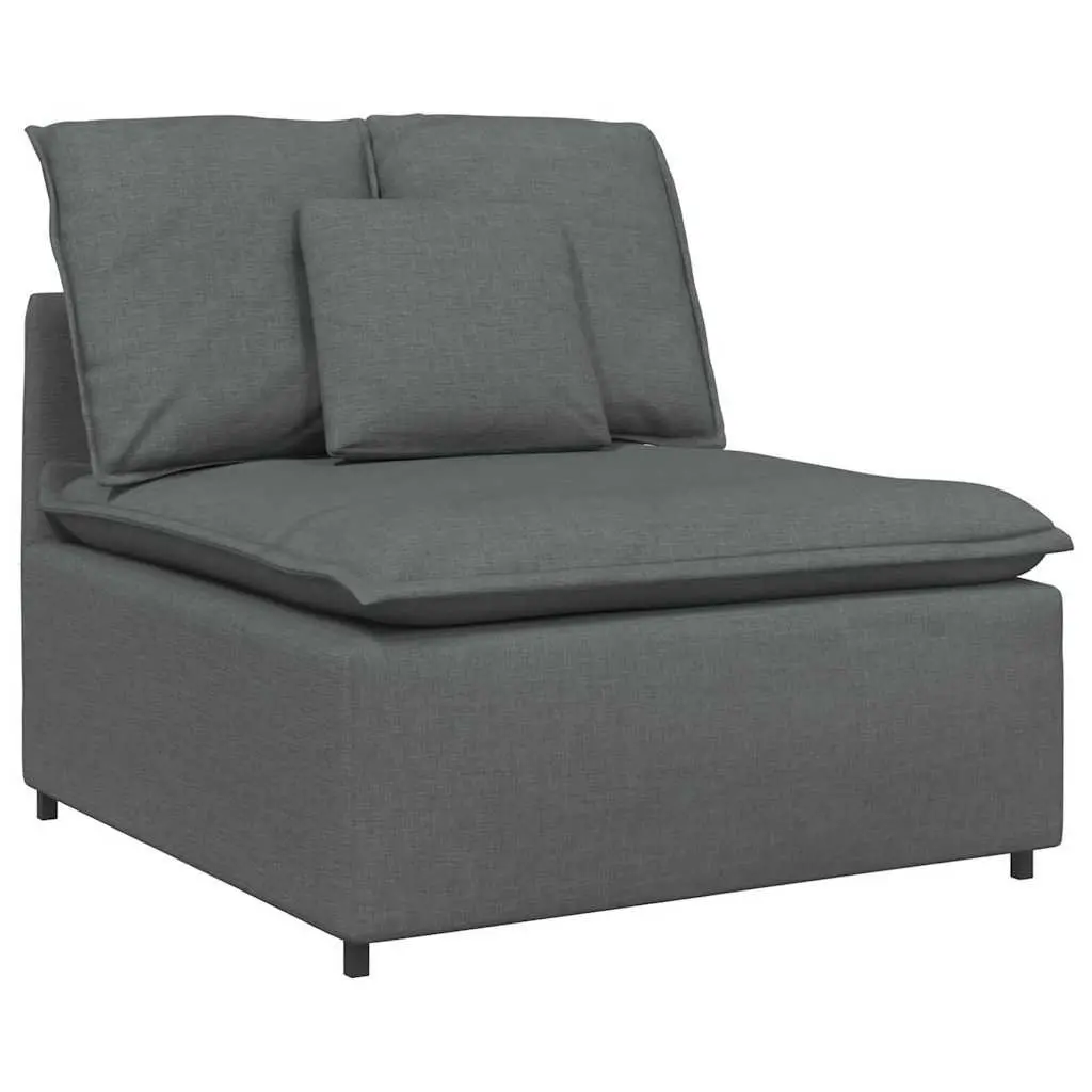 Modular Sofa with Footstool and Cushions Dark Grey Corner Lounge Suite Sectional