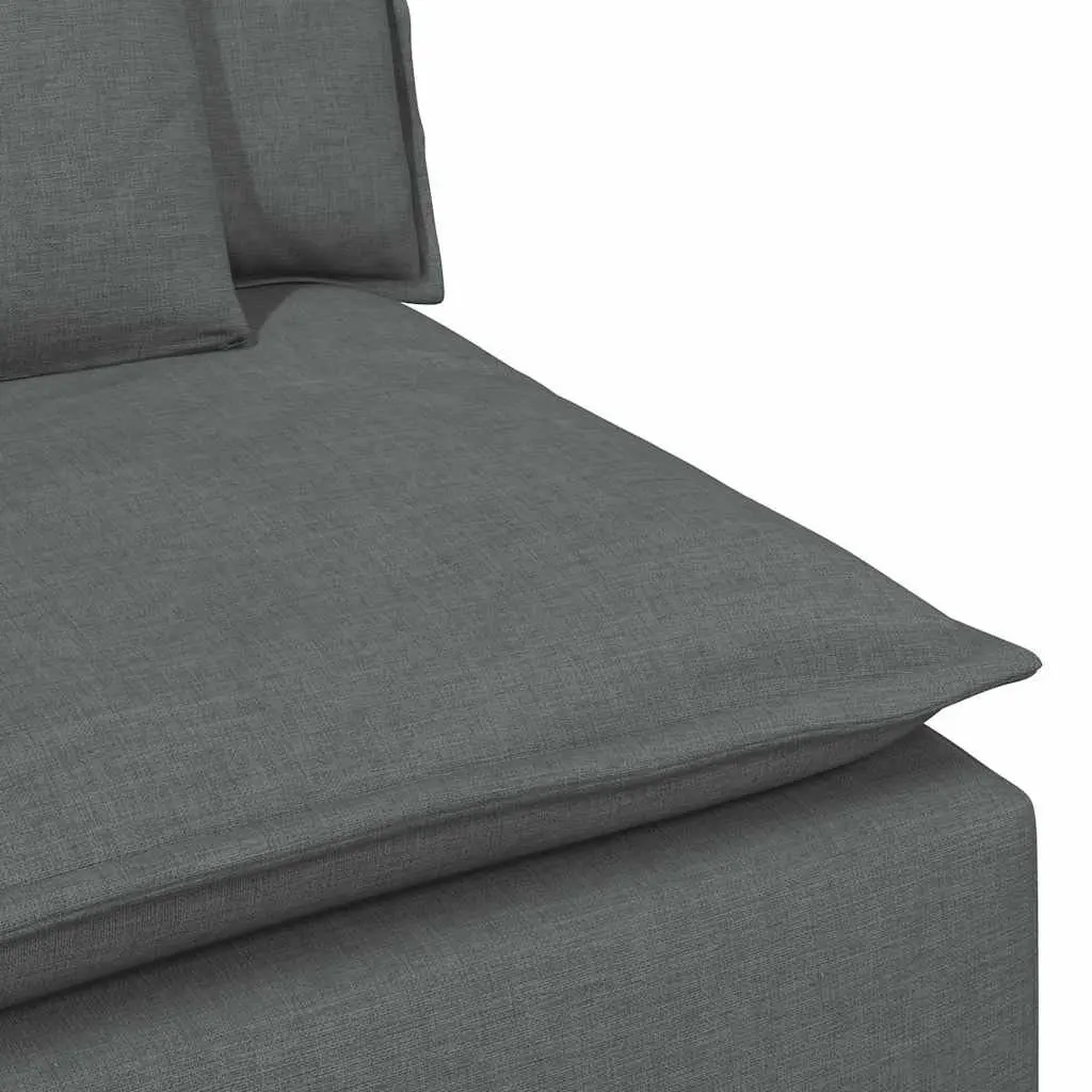 Modular Sofa with Footstool and Cushions Dark Grey Corner Lounge Suite Sectional