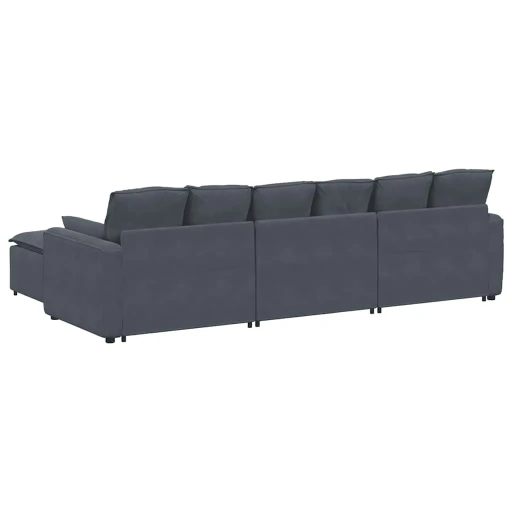 Modular Sofa with Footstool and Cushions Dark Grey Sectional Lounge Couch Sofa