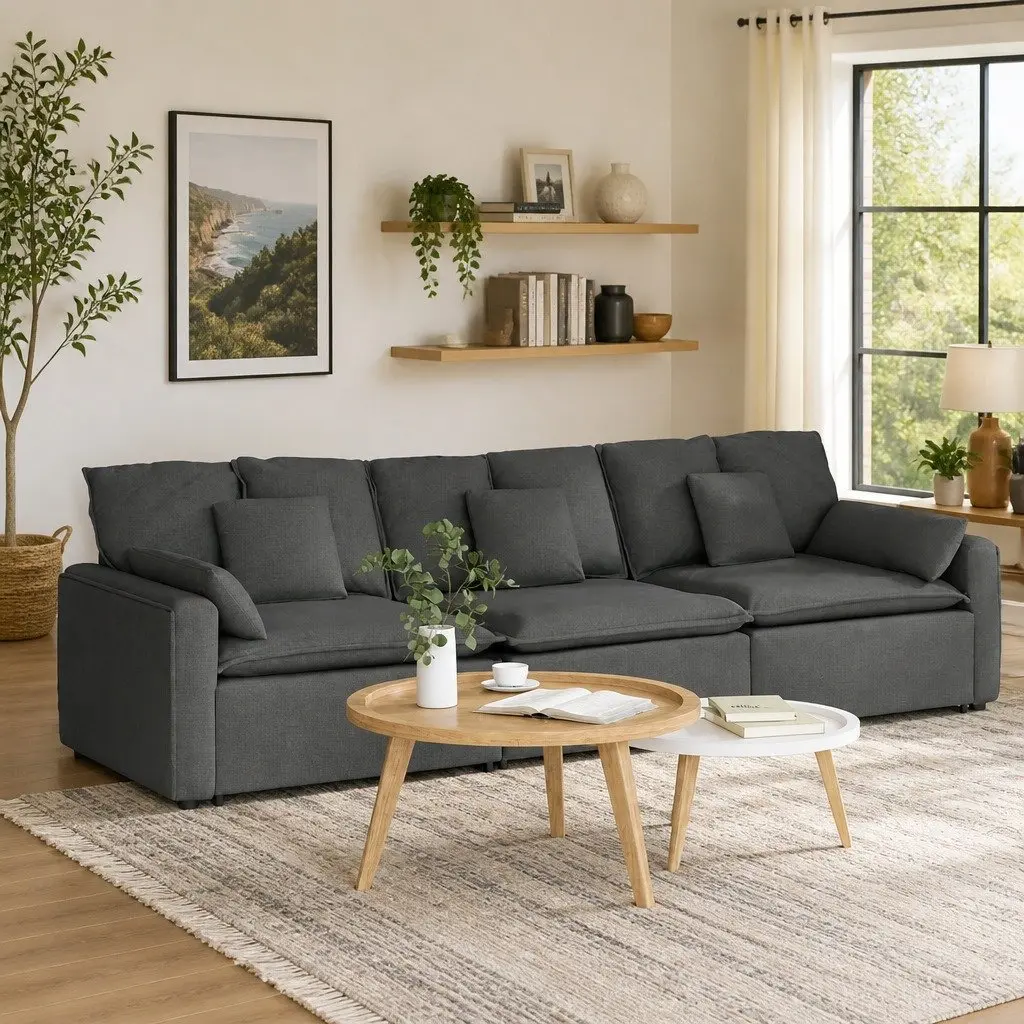 Three-Section Sofa for Family Gatherings